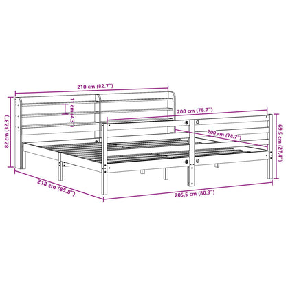vidaXL Bed Frame without Mattress Wax Brown 200x200 cm Solid Wood Pine