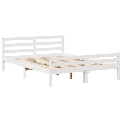 vidaXL Bed Frame with Headboard without Mattress White 135x190 cm Double