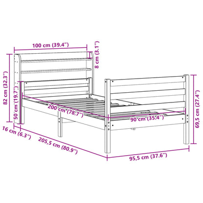 vidaXL Bed Frame with Headboard without Mattress 90x200 cm