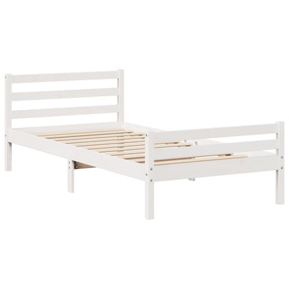 vidaXL Bed Frame with Headboard without Mattress White 100x200 cm