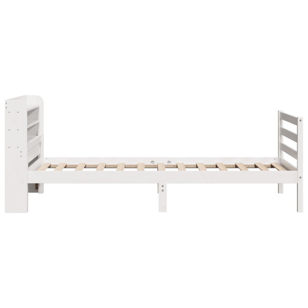 vidaXL Bed Frame with Headboard without Mattress White 100x200 cm