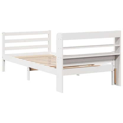 vidaXL Bed Frame with Headboard without Mattress White 100x200 cm