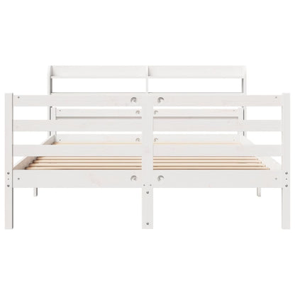 vidaXL Bed Frame with Headboard without Mattress White 150x200 cm King Size