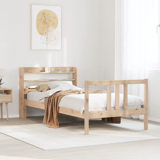 vidaXL Bed Frame with Headboard without Mattress 75x190 cm Small Single