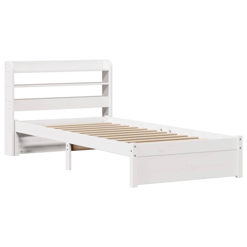 vidaXL Bed Frame with Headboard without Mattress White 75x190 cm