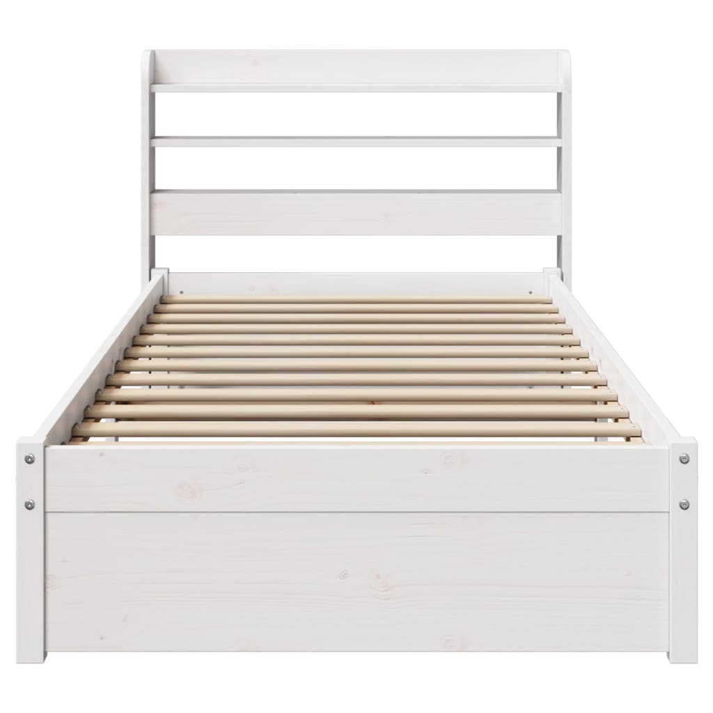 vidaXL Bed Frame with Headboard without Mattress White 75x190 cm