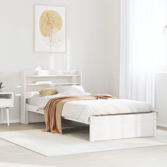 vidaXL Bed Frame with Headboard without Mattress White 75x190 cm