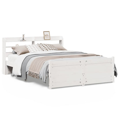 vidaXL Bed Frame with Headboard without Mattress White 160x200 cm