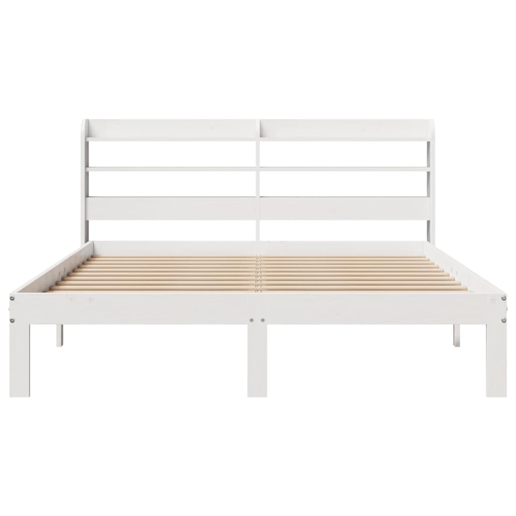vidaXL Bed Frame with Headboard without Mattress White 135x190 cm Double