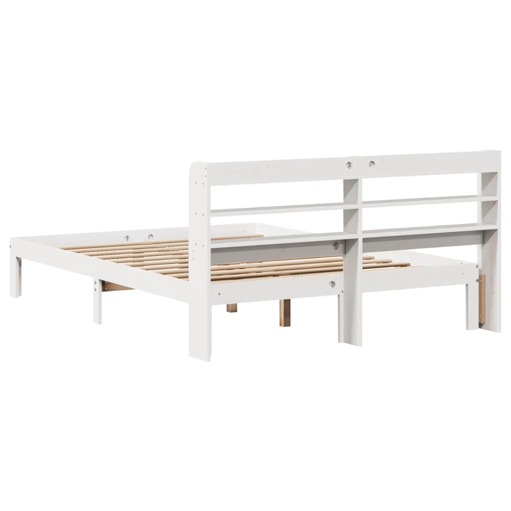 vidaXL Bed Frame with Headboard without Mattress White 135x190 cm Double