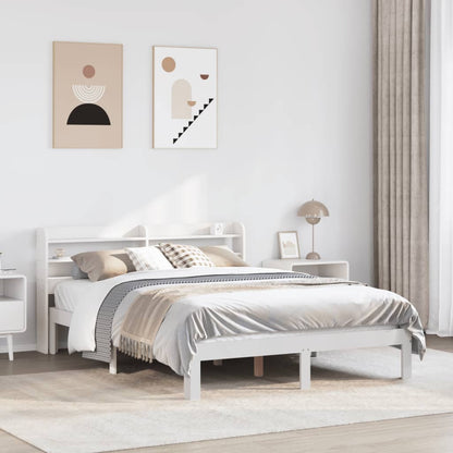 vidaXL Bed Frame with Headboard without Mattress White 135x190 cm Double