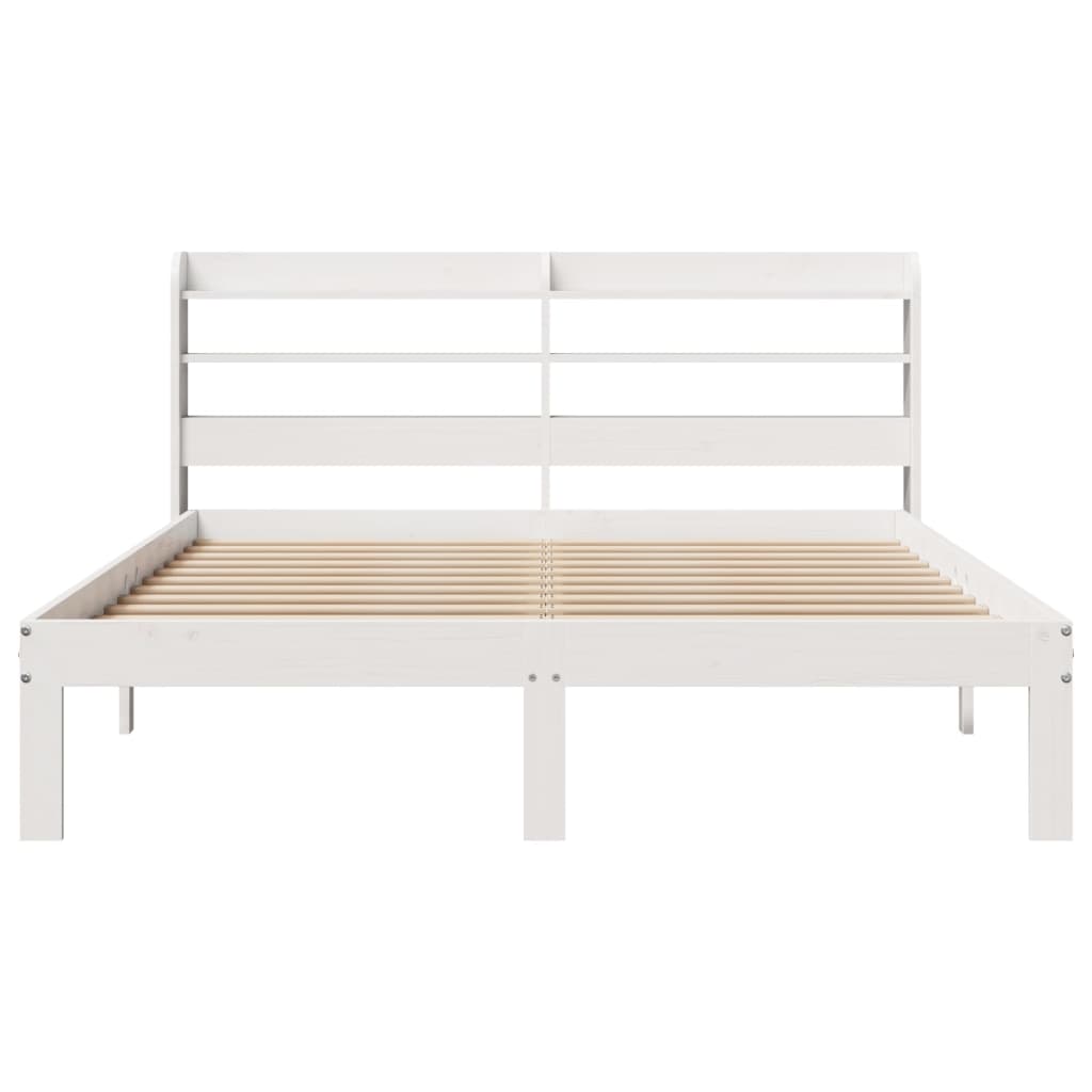 vidaXL Bed Frame with Headboard without Mattress White 140x190 cm