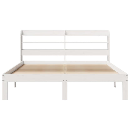 vidaXL Bed Frame with Headboard without Mattress White 140x190 cm