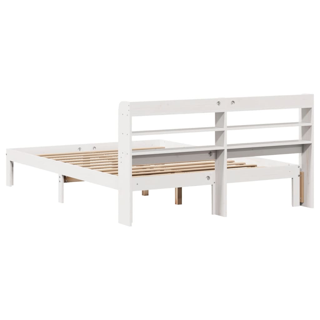 vidaXL Bed Frame with Headboard without Mattress White 140x190 cm