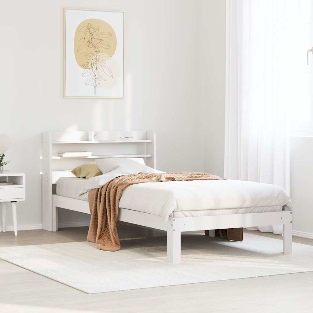 vidaXL Bed Frame with Headboard without Mattress White 90x200 cm
