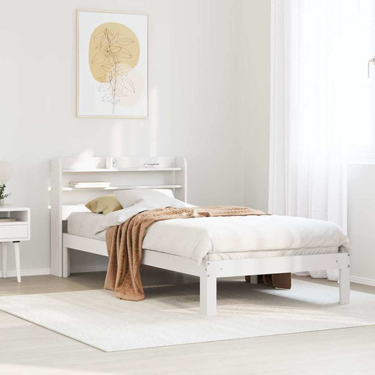 vidaXL Bed Frame with Headboard without Mattress White 90x200 cm