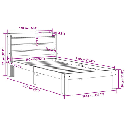 vidaXL Bed Frame with Headboard without Mattress 100x200 cm