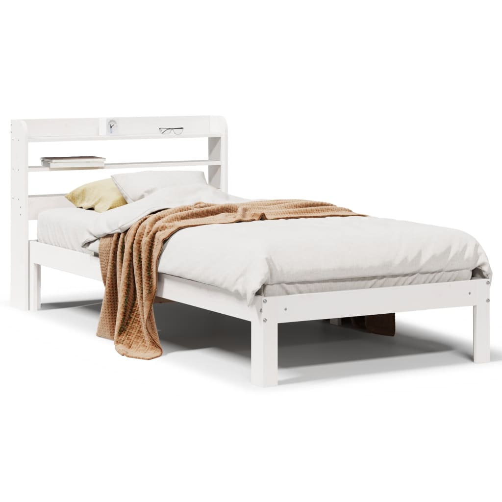vidaXL Bed Frame with Headboard without Mattress White 100x200 cm