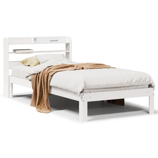 vidaXL Bed Frame with Headboard without Mattress White 100x200 cm