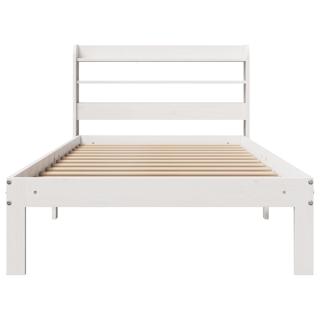 vidaXL Bed Frame with Headboard without Mattress White 100x200 cm