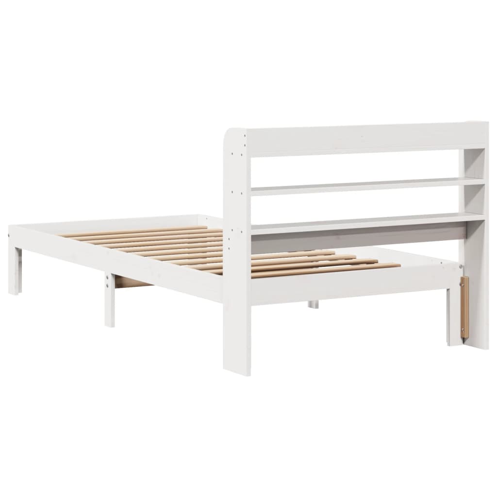 vidaXL Bed Frame with Headboard without Mattress White 100x200 cm
