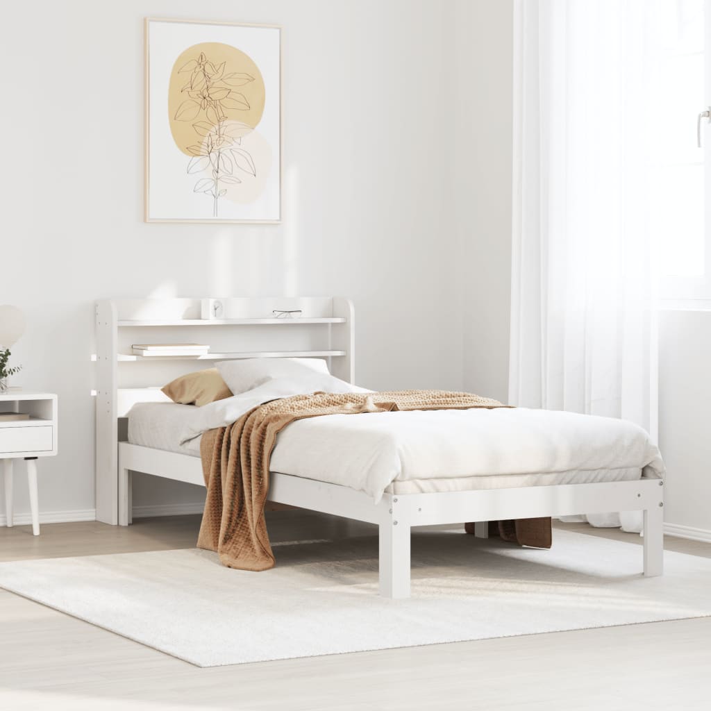 vidaXL Bed Frame with Headboard without Mattress White 100x200 cm