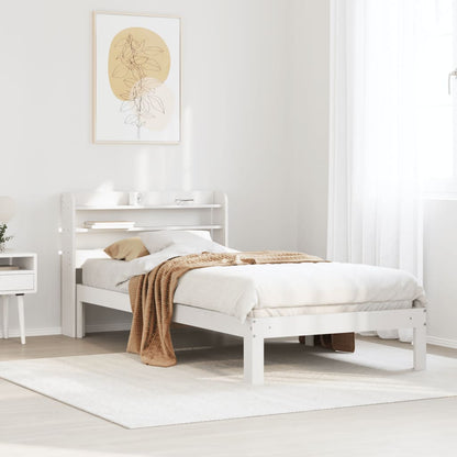 vidaXL Bed Frame with Headboard without Mattress White 100x200 cm