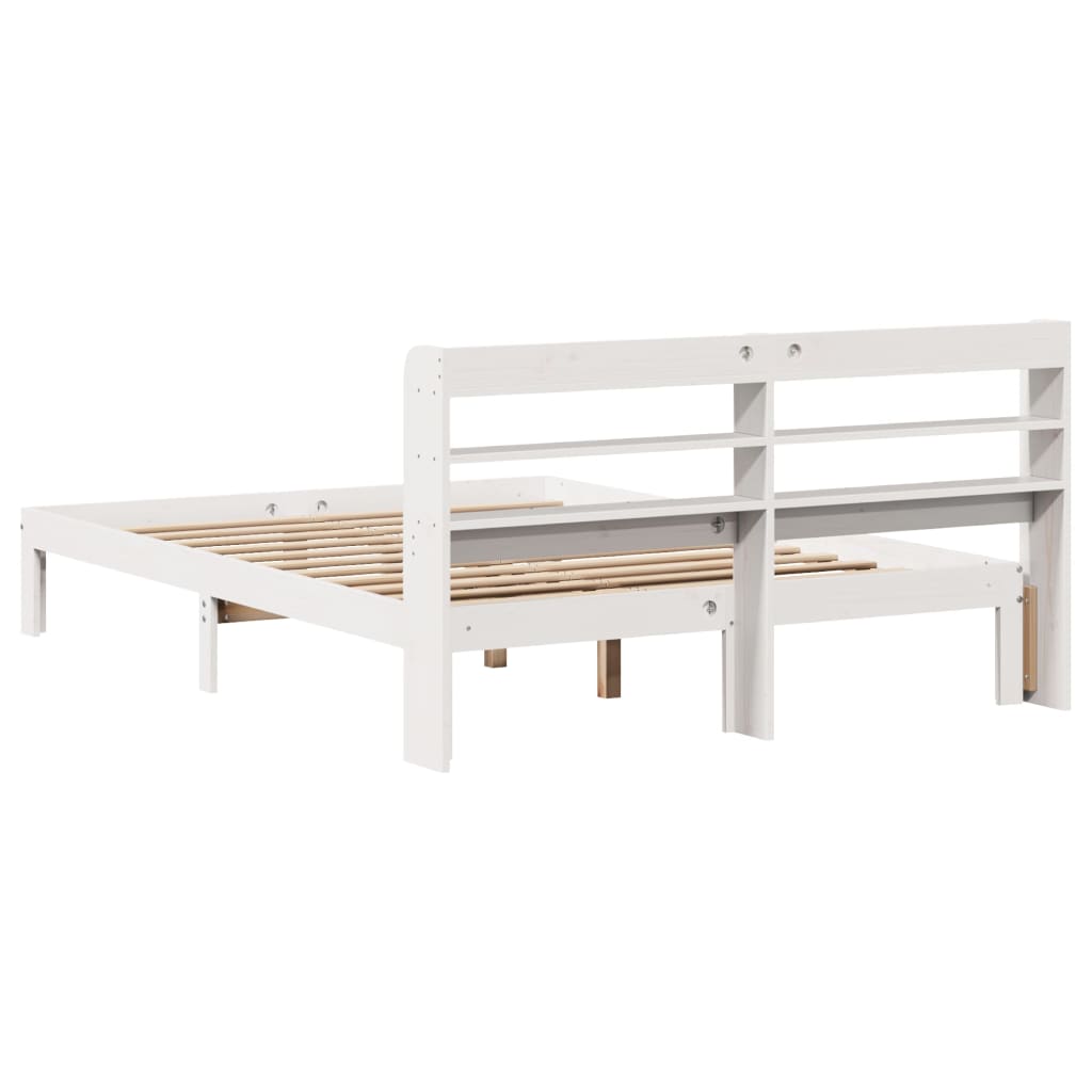 vidaXL Bed Frame with Headboard without Mattress White 140x200 cm