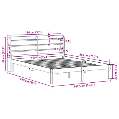 vidaXL Bed Frame with Headboard without Mattress White 140x200 cm
