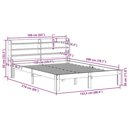 vidaXL Bed Frame with Headboard without Mattress White 150x200 cm King Size