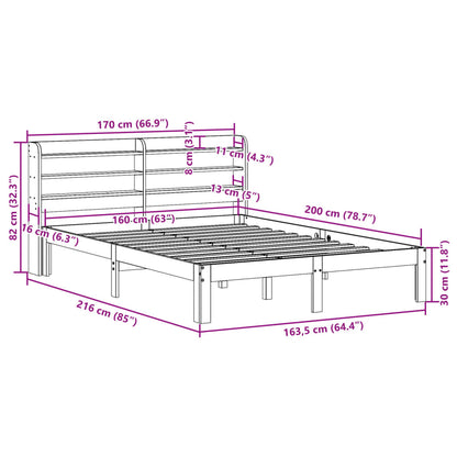 vidaXL Bed Frame with Headboard without Mattress White 160x200 cm