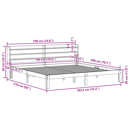 vidaXL Bed Frame with Headboard without Mattress 180x200 cm Super King