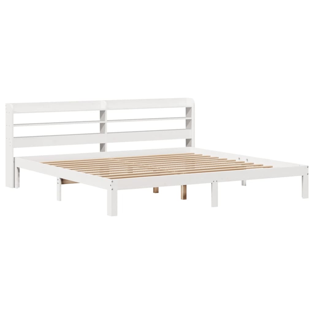 vidaXL Bed Frame with Headboard without Mattress White 180x200 cm Super King
