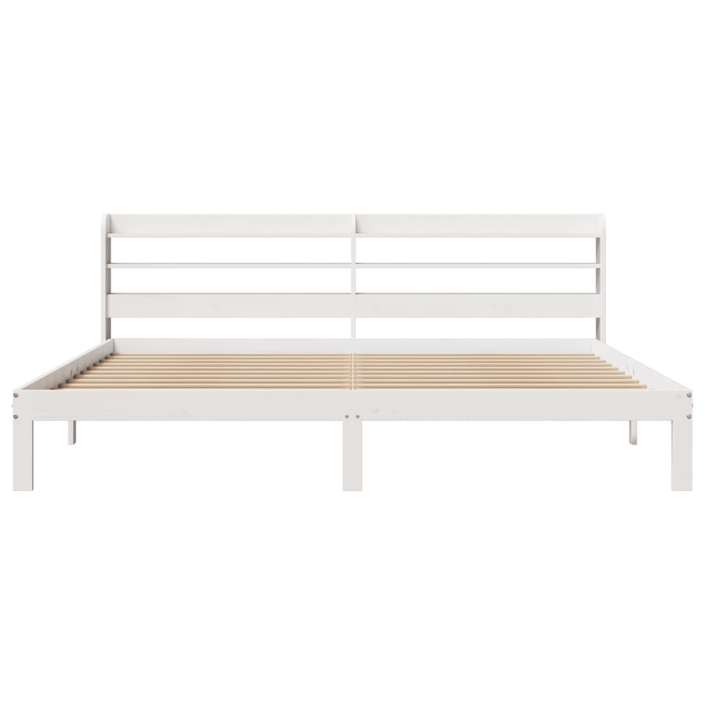 vidaXL Bed Frame with Headboard without Mattress White 180x200 cm Super King