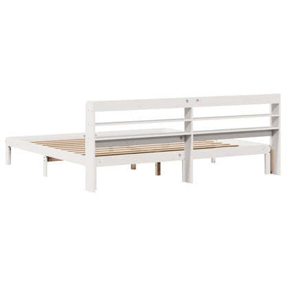 vidaXL Bed Frame with Headboard without Mattress White 180x200 cm Super King