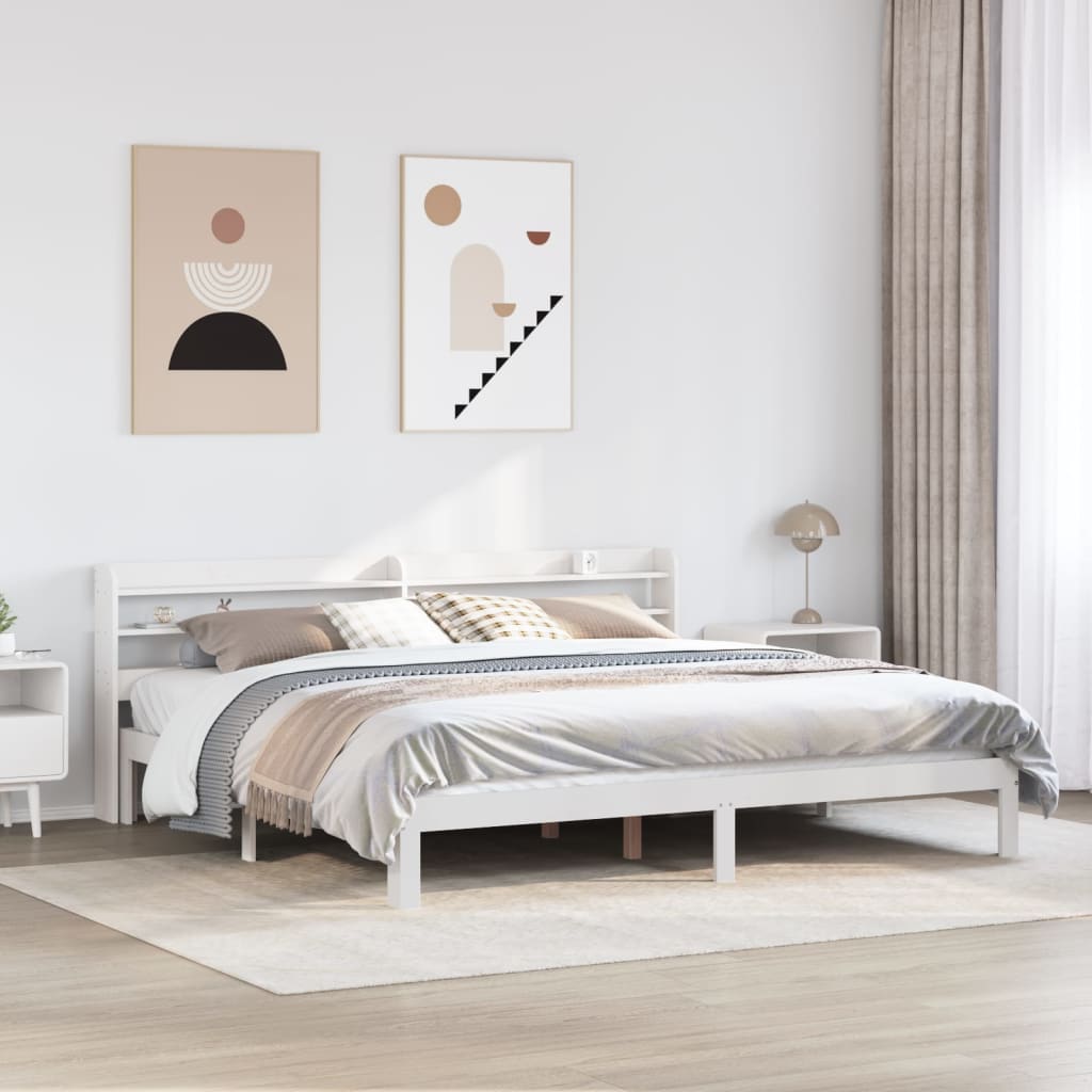 vidaXL Bed Frame with Headboard without Mattress White 180x200 cm Super King