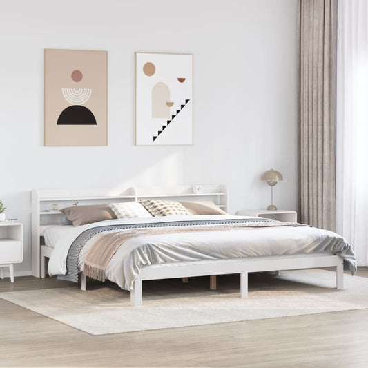 vidaXL Bed Frame with Headboard without Mattress White 180x200 cm Super King