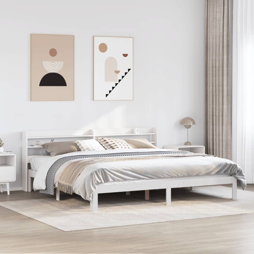 vidaXL Bed Frame with Headboard without Mattress White 200x200 cm