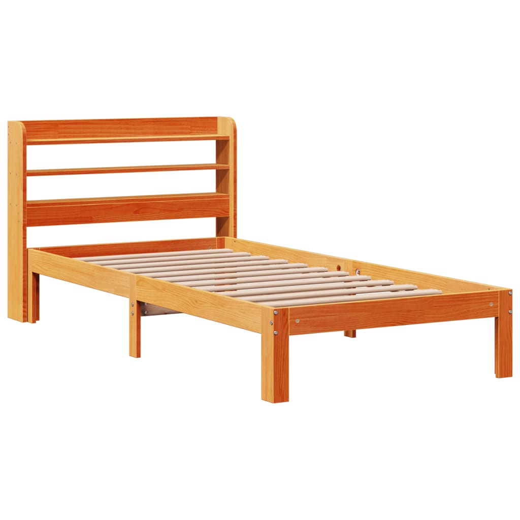 vidaXL Bed Frame without Mattress Wax Brown 75x190 cm Small Single Solid Wood Pine