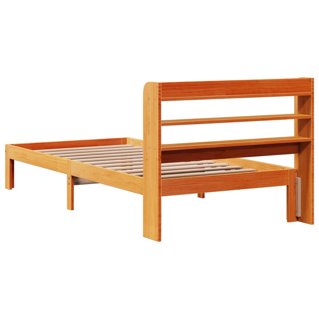 vidaXL Bed Frame without Mattress Wax Brown 75x190 cm Small Single Solid Wood Pine