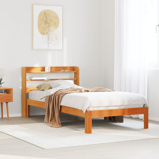 vidaXL Bed Frame without Mattress Wax Brown 75x190 cm Small Single Solid Wood Pine