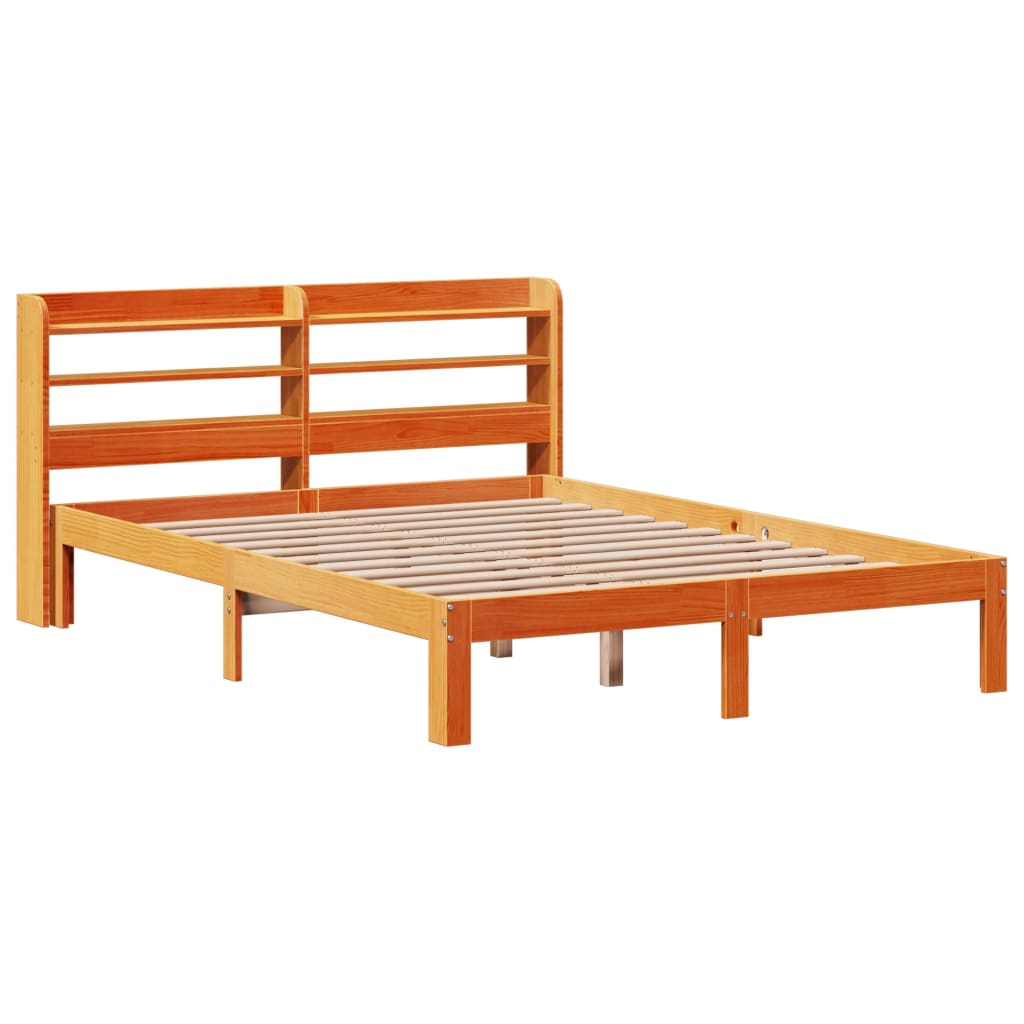vidaXL Bed Frame without Mattress Wax Brown 120x190 cm Small Double Solid Wood Pine