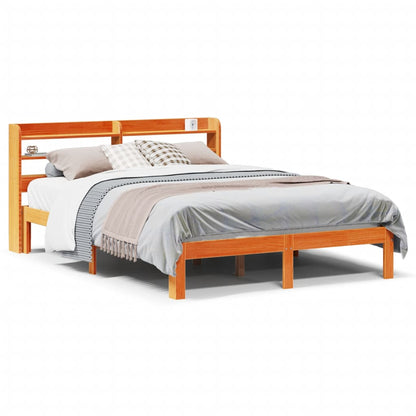 vidaXL Bed Frame without Mattress Wax Brown 135x190 cm Double Solid Wood Pine