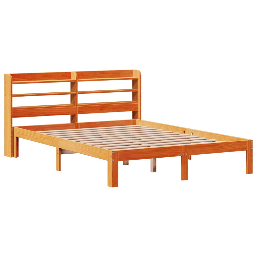 vidaXL Bed Frame without Mattress Wax Brown 135x190 cm Double Solid Wood Pine