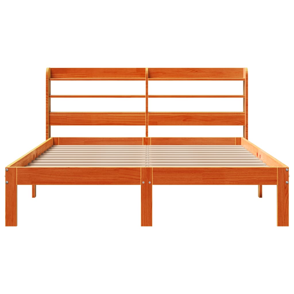 vidaXL Bed Frame without Mattress Wax Brown 135x190 cm Double Solid Wood Pine