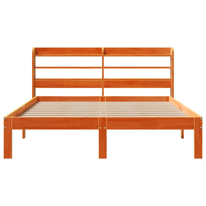 vidaXL Bed Frame without Mattress Wax Brown 135x190 cm Double Solid Wood Pine