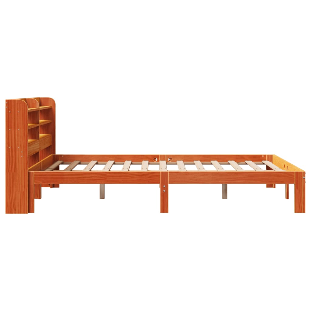 vidaXL Bed Frame without Mattress Wax Brown 135x190 cm Double Solid Wood Pine