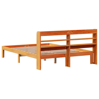 vidaXL Bed Frame without Mattress Wax Brown 135x190 cm Double Solid Wood Pine