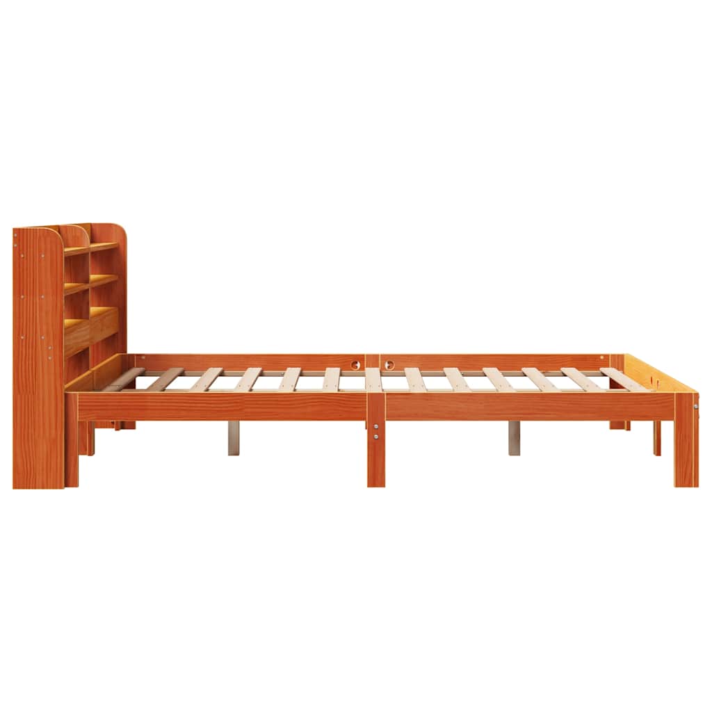 vidaXL Bed Frame without Mattress Wax Brown 140x190 cm Solid Wood Pine