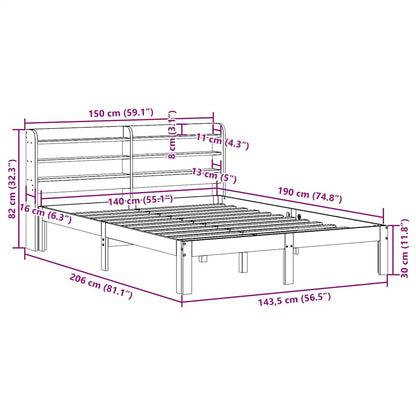 vidaXL Bed Frame without Mattress Wax Brown 140x190 cm Solid Wood Pine